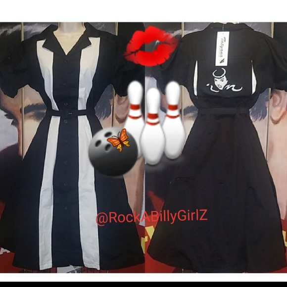 Tatyana Dresses & Skirts - Tatyana Retro 1950's Bettie Page Embroidered Logo Bowling Dress w White Panels